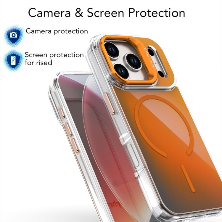 For iPhone 17 Pro Gradient Discolor Lens Kickstand Magsafe Phone Case(Desert Gold) - iPhone 17 Pro Cases by buy2fix | Online Shopping UK | buy2fix