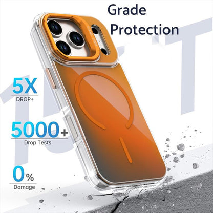 For iPhone 17 Pro Gradient Discolor Lens Kickstand Magsafe Phone Case(Black) - iPhone 17 Pro Cases by buy2fix | Online Shopping UK | buy2fix