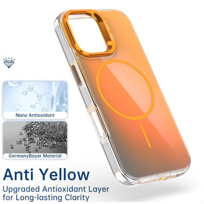 For iPhone 17 Gradient Discolor Lens Kickstand Magsafe Phone Case(Orange) - iPhone 17 Cases by buy2fix | Online Shopping UK | buy2fix