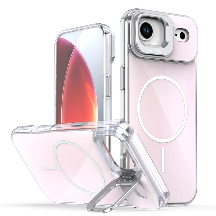 For iPhone Air Gradient Discolor Lens Kickstand Magsafe Phone Case(White) - iPhone Air Cases by buy2fix | Online Shopping UK | buy2fix
