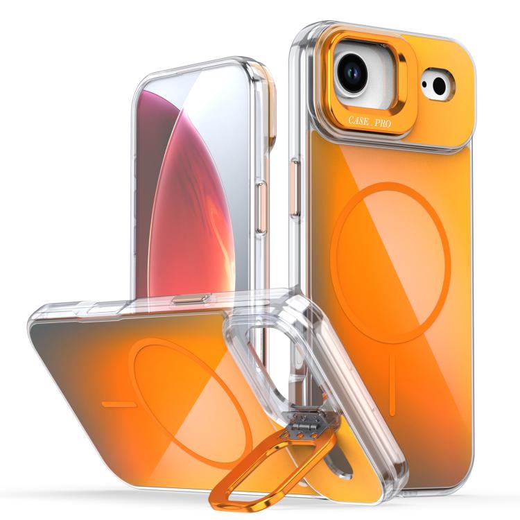 For iPhone Air Gradient Discolor Lens Kickstand Magsafe Phone Case(Orange) - iPhone Air Cases by buy2fix | Online Shopping UK | buy2fix