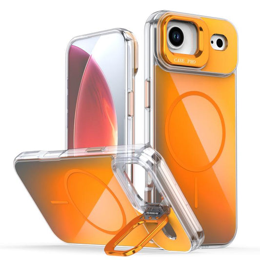 For iPhone Air Gradient Discolor Lens Kickstand Magsafe Phone Case(Orange) - iPhone Air Cases by buy2fix | Online Shopping UK | buy2fix