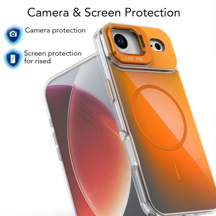 For iPhone Air Gradient Discolor Lens Kickstand Magsafe Phone Case(Orange) - iPhone Air Cases by buy2fix | Online Shopping UK | buy2fix