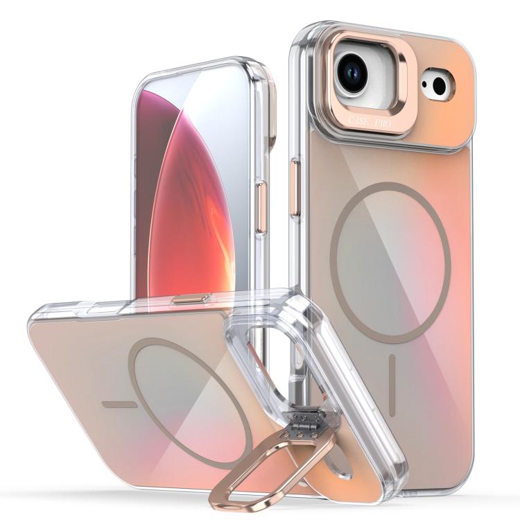 For iPhone Air Gradient Discolor Lens Kickstand Magsafe Phone Case(Desert Gold) - iPhone Air Cases by buy2fix | Online Shopping UK | buy2fix