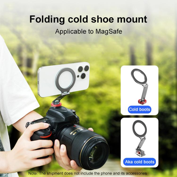Flymile Magnetic Phone Tripod Mount MagSafe Adapter Phone Holder, Style:Folding Cold Shoe Mount - Ring Holder by buy2fix | Online Shopping UK | buy2fix