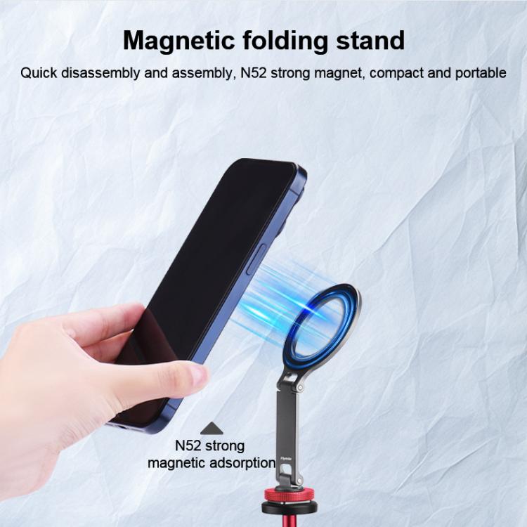 Flymile Magnetic Phone Tripod Mount MagSafe Adapter Phone Holder, Style:Folding Cold Shoe Mount - Ring Holder by buy2fix | Online Shopping UK | buy2fix
