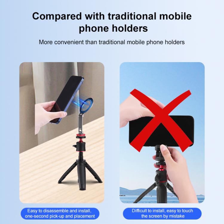 Flymile Magnetic Phone Tripod Mount MagSafe Adapter Phone Holder, Style:Folding Akka Cold Shoe Mount - Ring Holder by buy2fix | Online Shopping UK | buy2fix