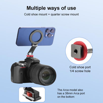 Flymile Magnetic Phone Tripod Mount MagSafe Adapter Phone Holder, Style:Folding Cold Shoe Mount - Ring Holder by buy2fix | Online Shopping UK | buy2fix