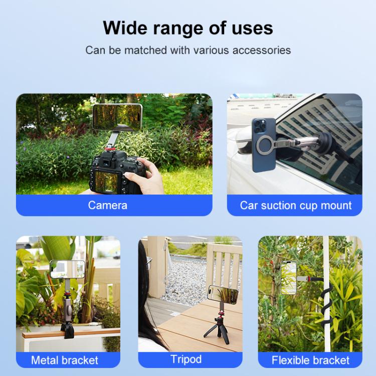 Flymile Magnetic Phone Tripod Mount MagSafe Adapter Phone Holder, Style:Folding Akka Cold Shoe Mount - Ring Holder by buy2fix | Online Shopping UK | buy2fix