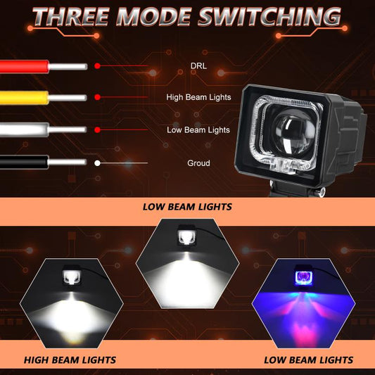 2pcs/Pack 35W 3600LM 6500K Car Square HD Large Lens Spotlight Work Light(Black) - Work Lights by buy2fix | Online Shopping UK | buy2fix