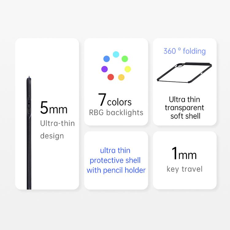 For iPad 2025 / 2022 U8 Magic Folio Ultra-thin RGB Backlight Touchpad BT Keyboard Leather Case(Black) - For iPad Pro by buy2fix | Online Shopping UK | buy2fix