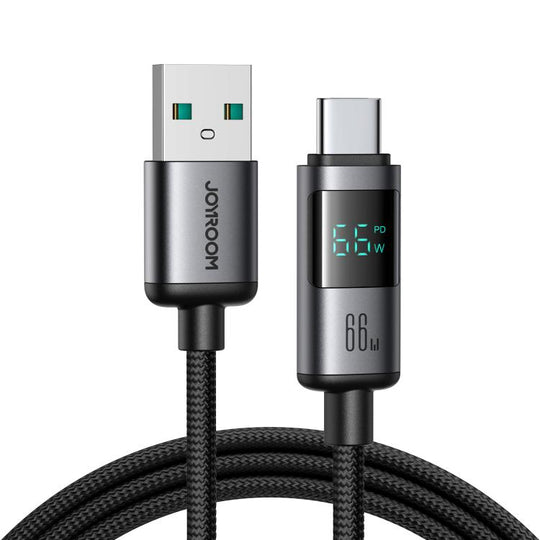 JOYROOM S-A16 Pro Prism Series 66W Digital Display USB to Type-C Fast Charging Data Cable, Length: 1.2m(Black)
