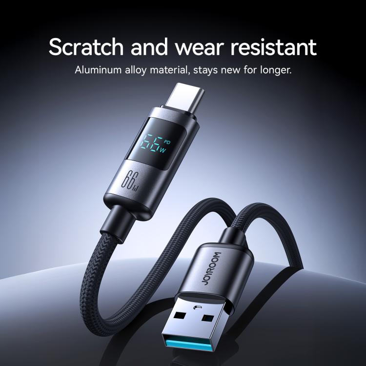 JOYROOM S-A16 Pro Prism Series 66W Digital Display USB to Type-C Fast Charging Data Cable, Length: 1.2m(Black) - USB-C & Type-C Cable by JOYROOM | Online Shopping UK | buy2fix
