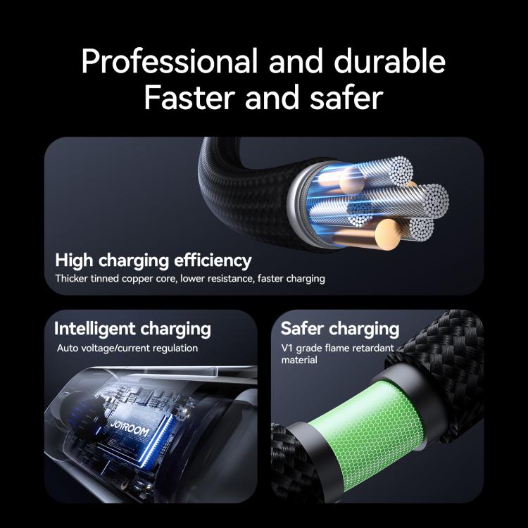 JOYROOM S-A16 Pro Prism Series 66W Digital Display USB to Type-C Fast Charging Data Cable, Length: 1.2m(Black) - USB-C & Type-C Cable by JOYROOM | Online Shopping UK | buy2fix