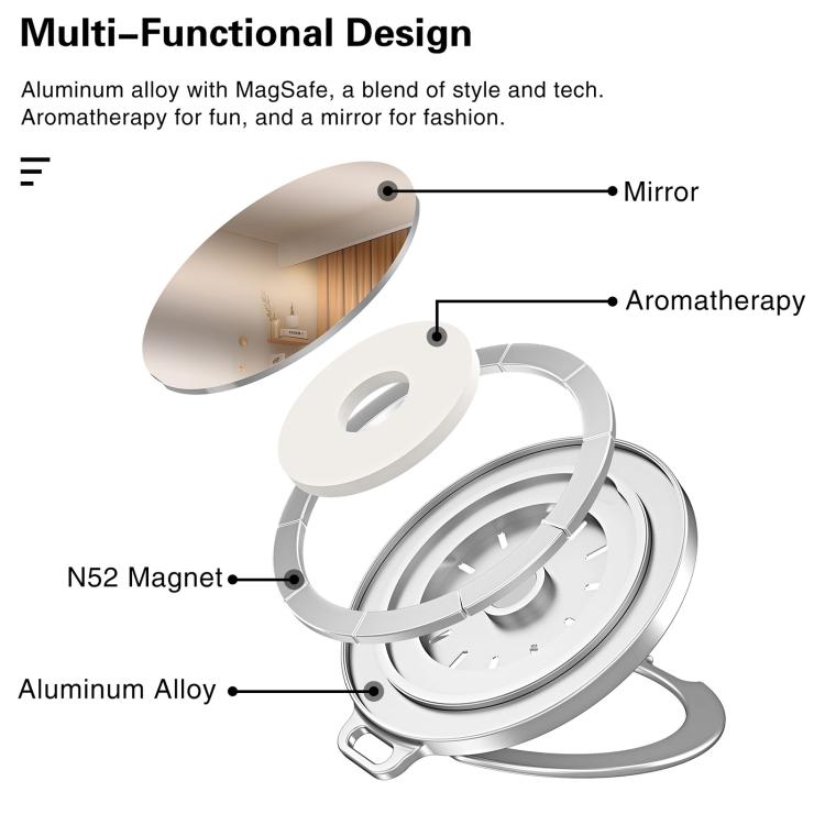 Magnetic MagSafe Aluminum Alloy Aromatherapy Mirror Bracket with Straps(White) - Ring Holder by buy2fix | Online Shopping UK | buy2fix