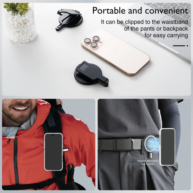 Magnetic MagSafe Phone Holder Belt Clip Electroplating Mirror Bracket(Grey) - Ring Holder by buy2fix | Online Shopping UK | buy2fix