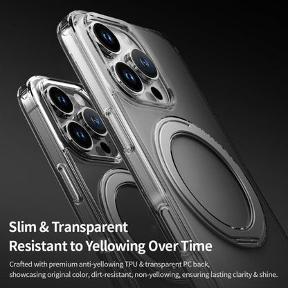For iPhone 16 Pro Max ROCK JingDun Series Clear Rotating MagSafe Holder PC Hybrid TPU Phone Case(Transparent) - iPhone 16 Pro Max Cases by ROCK | Online Shopping UK | buy2fix