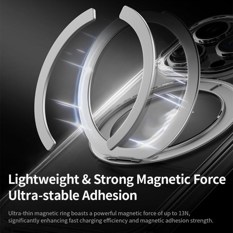 For iPhone 16 Pro ROCK JingDun Series Clear Rotating MagSafe Holder PC Hybrid TPU Phone Case(Transparent) - iPhone 16 Pro Cases by ROCK | Online Shopping UK | buy2fix