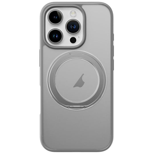 For iPhone 16 Pro Max ROCK YouDun Series Skin Feel Rotating MagSafe Holder PC Hybrid TPU Phone Case(Grey)