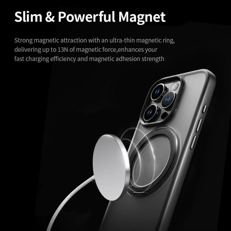 For iPhone 16 Pro Max ROCK YouDun Series Skin Feel Rotating MagSafe Holder PC Hybrid TPU Phone Case(Grey) - iPhone 16 Pro Max Cases by ROCK | Online Shopping UK | buy2fix