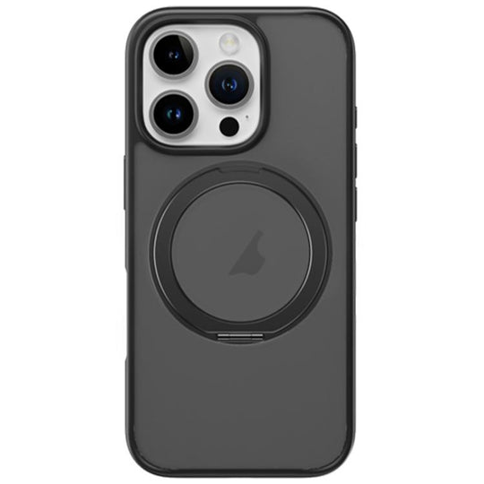 For iPhone 16 Pro ROCK YouDun Series Skin Feel Rotating MagSafe Holder PC Hybrid TPU Phone Case(Black)