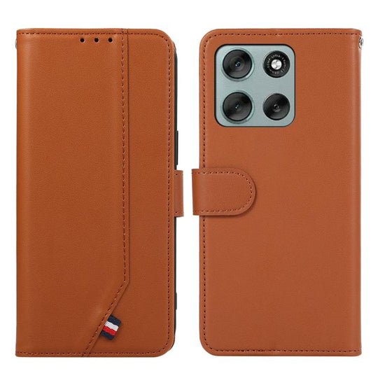 For Motorola Moto G86 Power ABEEL Delicate Texture Splicing RFID Leather Phone Case(Brown)