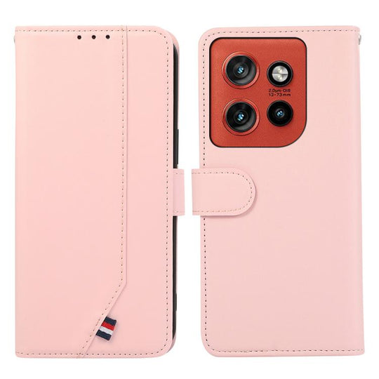 For Motorola Edge 70 5G ABEEL Delicate Texture Splicing RFID Leather Phone Case(Pink)