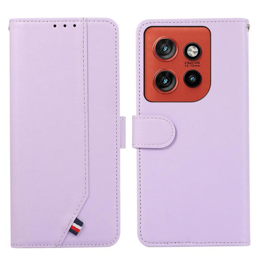 For Motorola Edge 70 5G ABEEL Delicate Texture Splicing RFID Leather Phone Case(Purple)