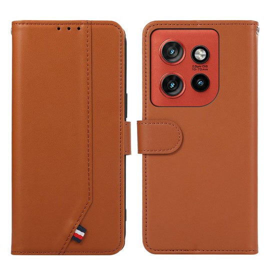 For Motorola Edge 70 5G ABEEL Delicate Texture Splicing RFID Leather Phone Case(Brown)