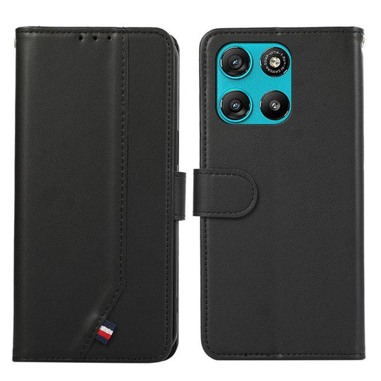 For Motorola Moto G67 Power/G57 Power ABEEL Delicate Texture Splicing RFID Leather Phone Case(Black)