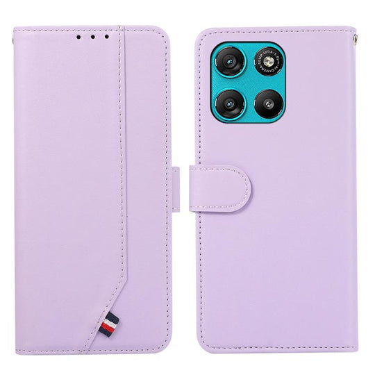 For Motorola Moto G67 Power/G57 Power ABEEL Delicate Texture Splicing RFID Leather Phone Case(Purple)