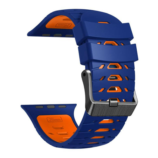 For Apple Watch 46mm / 49mm / 45mm / 44mm Trapezoid Two Color Silicone Watch Band(Royal Blue Orange)