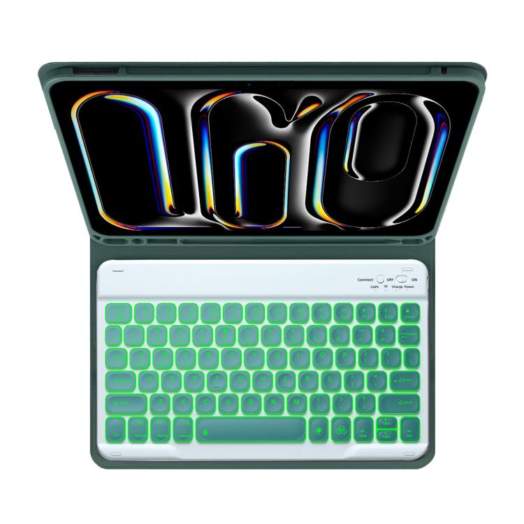 For iPad Air 5 / Air 4 10.9 Colorful Backlight Bluetooth Keyboard Leather Tablet Case(Dark Green) - For iPad Air by buy2fix | Online Shopping UK | buy2fix