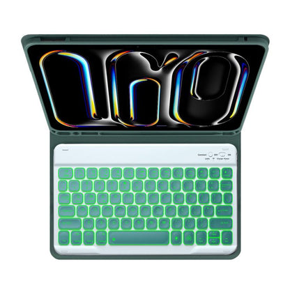 For iPad Air 5 / Air 4 10.9 Colorful Backlight Bluetooth Keyboard Leather Tablet Case(Dark Green) - For iPad Air by buy2fix | Online Shopping UK | buy2fix