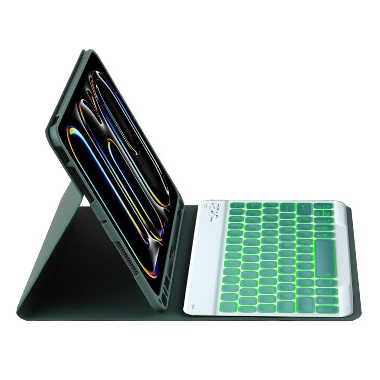For iPad Air 5 / Air 4 10.9 Colorful Backlight Bluetooth Keyboard Leather Tablet Case(Dark Green) - For iPad Air by buy2fix | Online Shopping UK | buy2fix