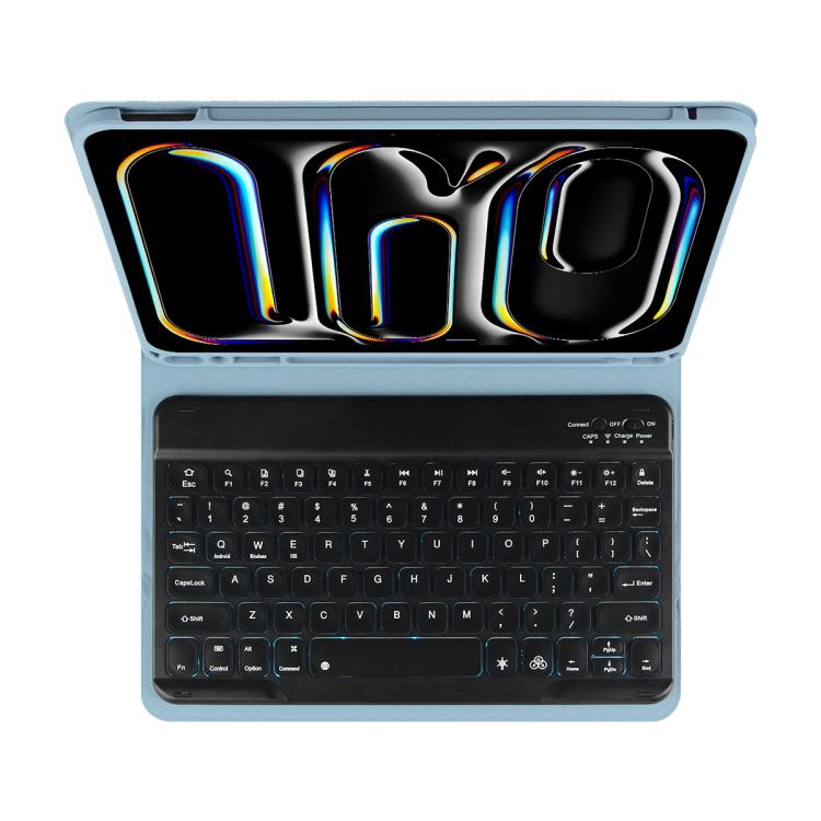 For iPad Air 11 2024 / Air 11 2025 Colorful Backlight Bluetooth Keyboard Leather Tablet Case(Misty Blue) - For iPad Air by buy2fix | Online Shopping UK | buy2fix