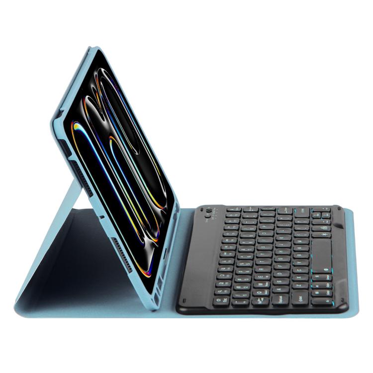 For iPad Air 11 2024 / Air 11 2025 Colorful Backlight Bluetooth Keyboard Leather Tablet Case(Misty Blue) - For iPad Air by buy2fix | Online Shopping UK | buy2fix
