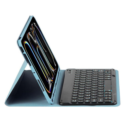 For iPad Air 11 2024 / Air 11 2025 Colorful Backlight Bluetooth Keyboard Leather Tablet Case(Misty Blue) - For iPad Air by buy2fix | Online Shopping UK | buy2fix