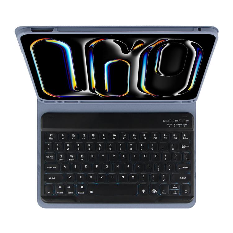 For iPad Air 11 2024 / Air 11 2025 Colorful Backlight Bluetooth Keyboard Leather Tablet Case(Dark Purple) - For iPad Air by buy2fix | Online Shopping UK | buy2fix