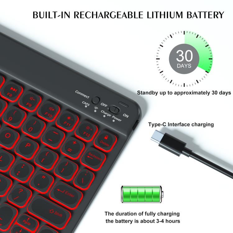 For iPad Air 5 / Air 4 10.9 Colorful Backlight Bluetooth Keyboard Leather Tablet Case(Black) - For iPad Air by buy2fix | Online Shopping UK | buy2fix