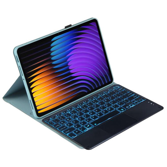 For Xiaomi Pad 7 / Pad 7 Pro 11.2 PST-MI7 Touch Pad Backlight Voltage Keyboard Leather Tablet Case(Misty Blue)