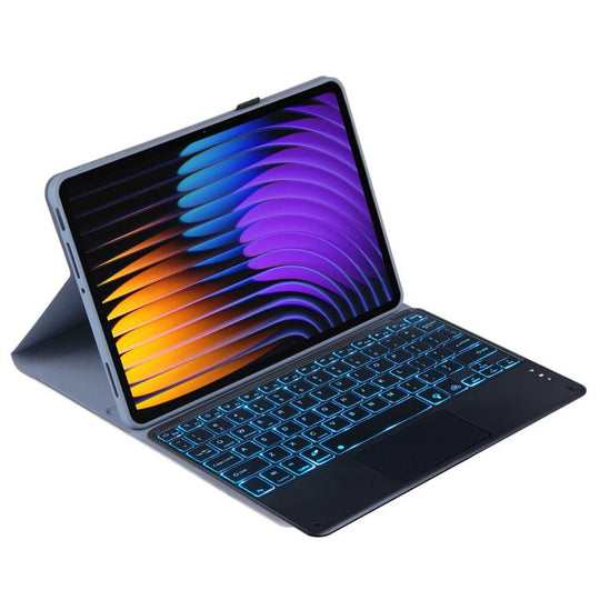For Xiaomi Pad 7 / Pad 7 Pro 11.2 PST-MI7 Touch Pad Backlight Voltage Keyboard Leather Tablet Case(Dark Purple)