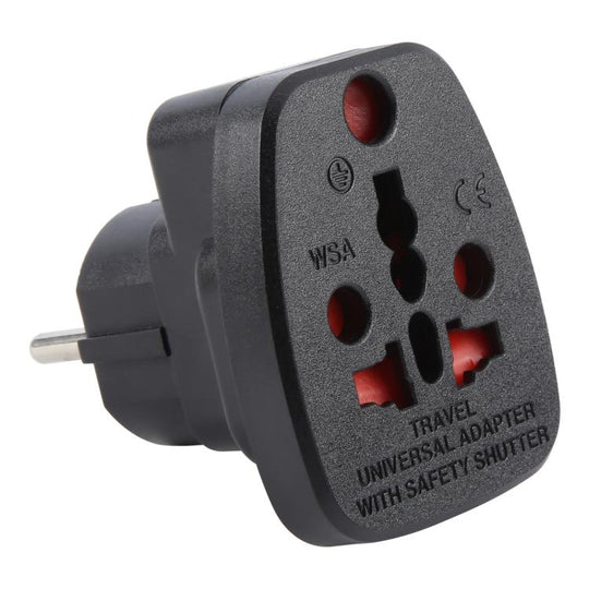 WSA-9 German Plug Global Travel Universal Adapter with Safety Shutter(Black)