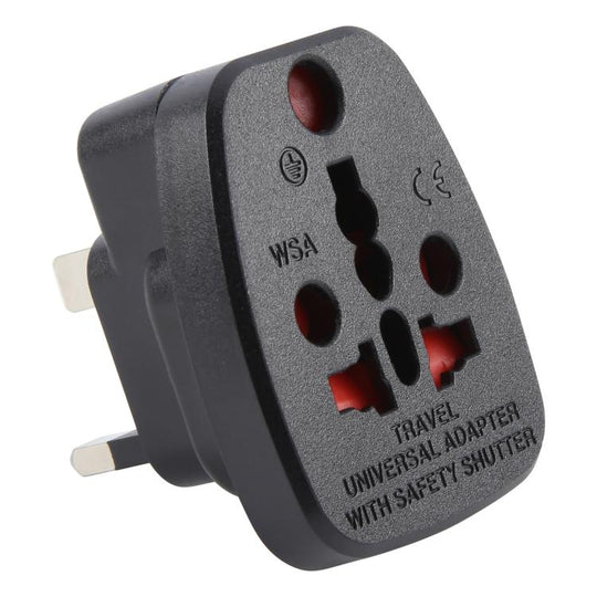 WSA-7 UK Plug Global Travel Universal Adapter with Safety Shutter(Black)