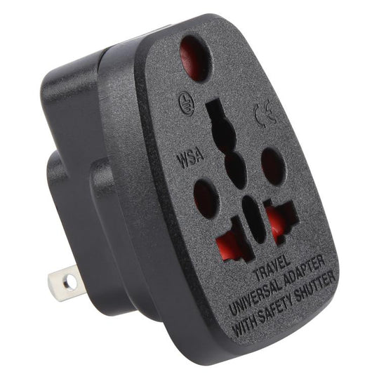 WSA-6 US / JP Plug Global Travel Universal Adapter with Safety Shutter(Black)