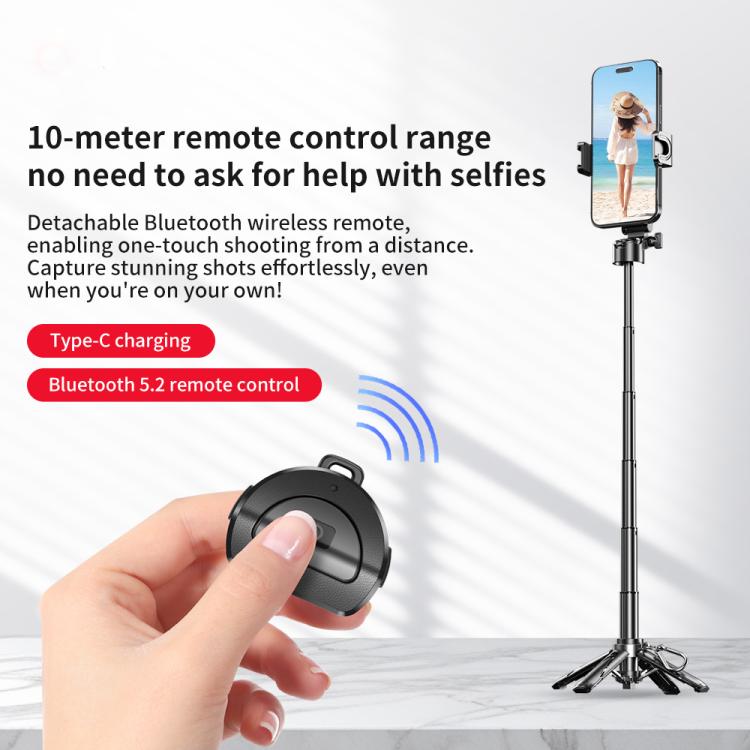FUNSNAP P15 mini Portable Mini BT Handle Phone Selfie Stick Live Streaming Stand(White) - Selfie Sticks by FUNSNAP | Online Shopping UK | buy2fix