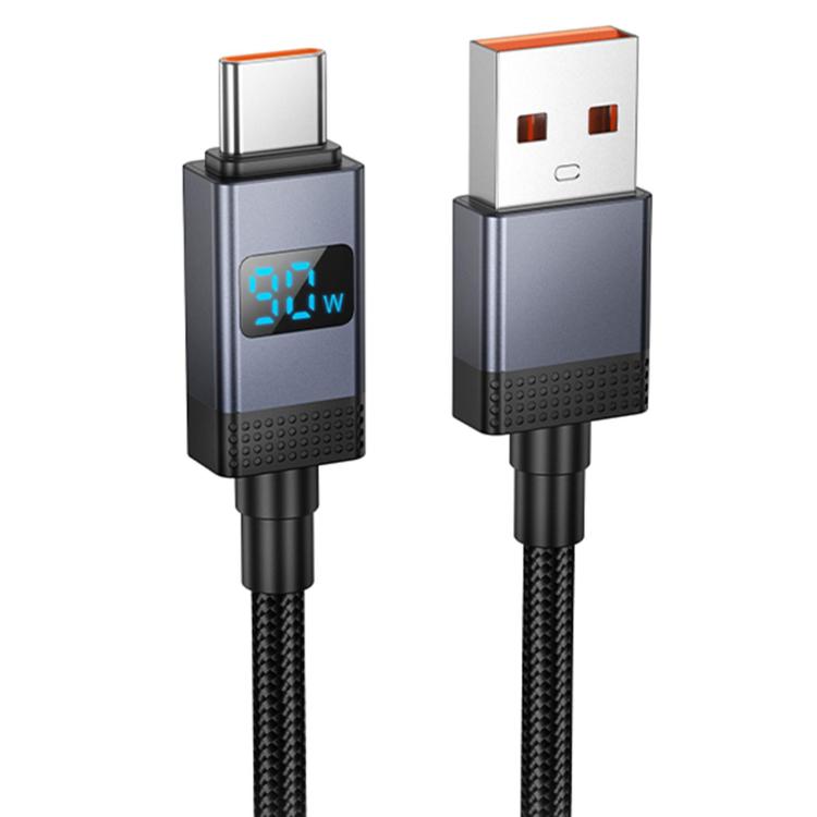 hoco X118 Generous 1m 5A Fast Charging Data Cable with Display, Interface:USB to Type-C(Black) - USB-C & Type-C Cable by hoco | Online Shopping UK | buy2fix