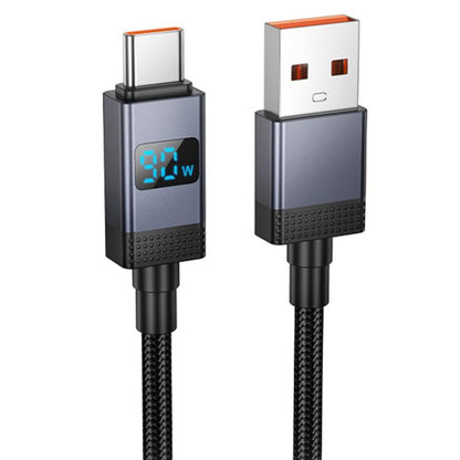 hoco X118 Generous 1m 5A Fast Charging Data Cable with Display, Interface:USB to Type-C(Black) - USB-C & Type-C Cable by hoco | Online Shopping UK | buy2fix