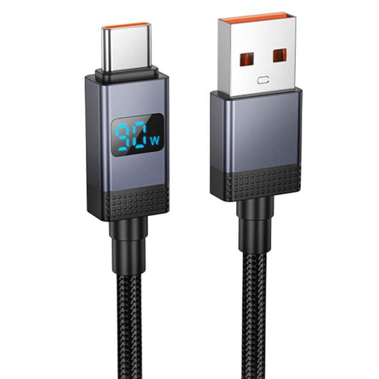 hoco X118 Generous 1m 5A Fast Charging Data Cable with Display, Interface:USB to Type-C(Black) - USB-C & Type-C Cable by hoco | Online Shopping UK | buy2fix