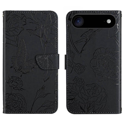 For iPhone Air Skin Feel Butterfly Embossed Flip Leather Phone Case(Black) - iPhone Air Cases by buy2fix | Online Shopping UK | buy2fix